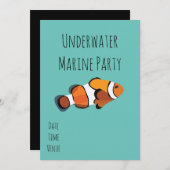 クラウンフィッシュの水中マリンパーティー 招待状 (正面/裏面)