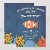 クラウンフィッシュの誕生日招待状 招待状 (正面/裏面)