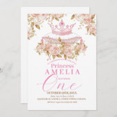 クラウンプリンセスバラファーストバースデーパーティー 招待状 (正面/裏面)