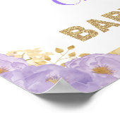 クラウンプリンセスパープルフローラベビーシャワーウェルカム ポスター (角)