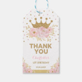 クラウンプリンセスベビーガール1stバースデーピンク金ゴールド ギフトタグ (正面)