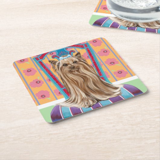 クラウンプリンセスヨークシャーテリア スクエアペーパーコースター (アングル)