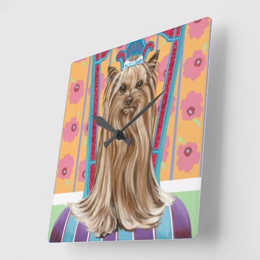 クラウンプリンセスヨークシャーテリア スクエア壁時計 (傾斜)