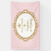 クラウンプリンセス誕生日パーティーピンク王室のウェルカム 横断幕 (縦)