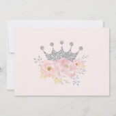 クラウンプリンセス赤面ピンクシルバー誕生日写真 サンキューカード (裏面)