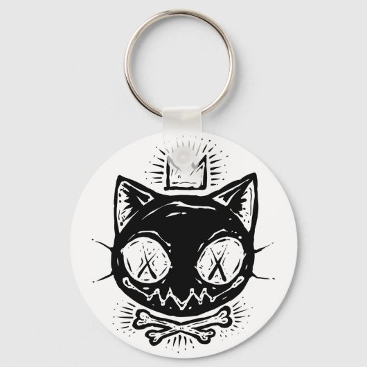 クラウンヘッドの猫のドクロ キーホルダー (正面)