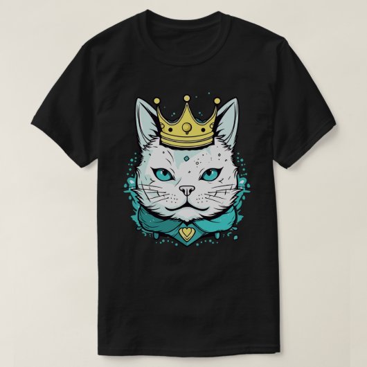 クラウンベクタを着た可愛い猫スタイル2 Tシャツ (デザイン正面)