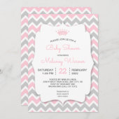 クラウンモダンガールベビーシャワー招待状 招待状 (正面/裏面)