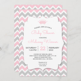 クラウンモダンガールベビーシャワー招待状 招待状
