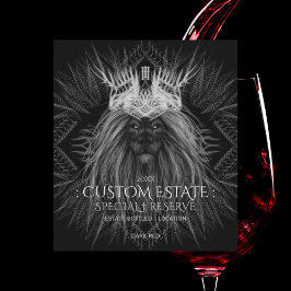 クラウンモノグラムブラックワインラベル付きライオン ワインラベル