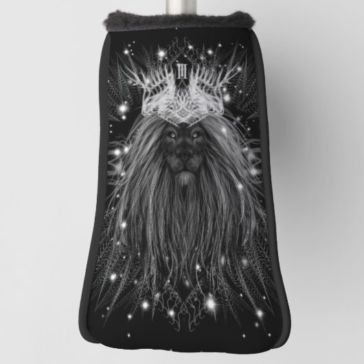 クラウンモノグラム付きスターライトライオン ゴルフヘッドカバー (回転90)