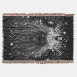 クラウンモノグラム付きスターライトライオン スローブランケット