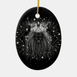 クラウンモノグラム付きスターライトライオン セラミックオーナメント