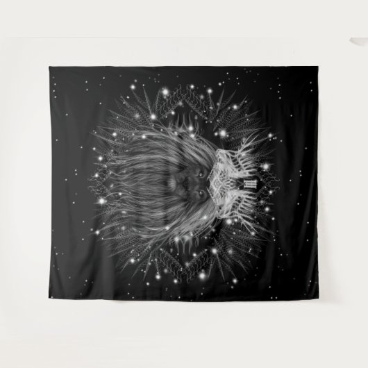 クラウンモノグラム付きスターライトライオン タペストリー (正面(横))