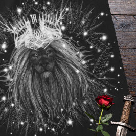 クラウンモノグラム付きスターライトライオン テーブルクロス