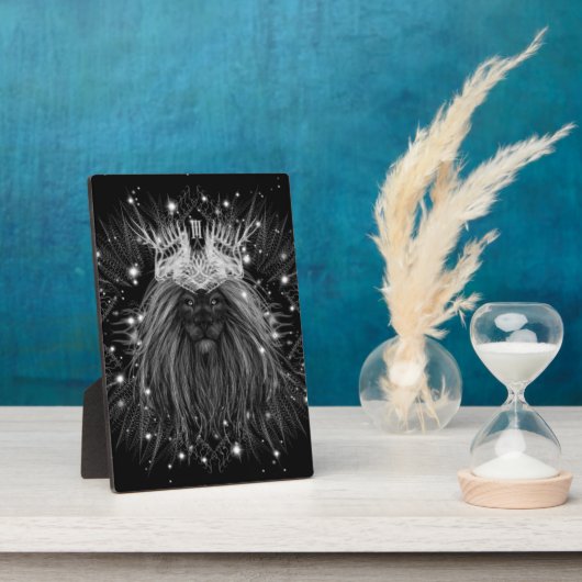 クラウンモノグラム付きスターライトライオン フォトプラーク (側面)