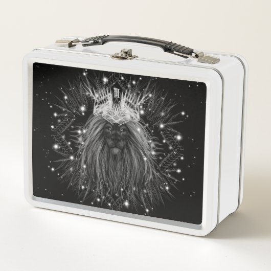 クラウンモノグラム付きスターライトライオン メタルランチボックス (正面)