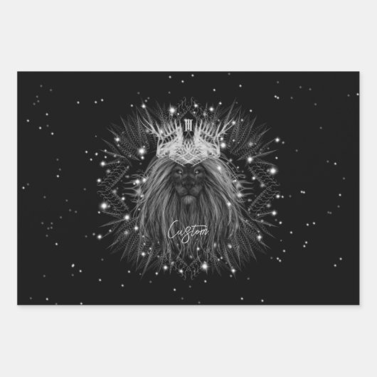 クラウンモノグラム付きスターライトライオン ラッピングペーパーシート (正面)