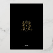 クラウンモノグラム結婚フォレイジの黒金ゴールド 箔招待状 (裏面)