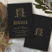 クラウンモノグラム金ゴールド結婚ブラックのリハーサル 招待状