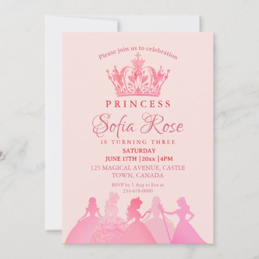 クラウンリトルプリンセス誕生日パーティー 招待状 (正面)