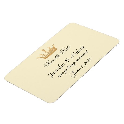 クラウンリージェンシーの金ゴールドアイボリーウェディング日付を保存 マグネット (左側)