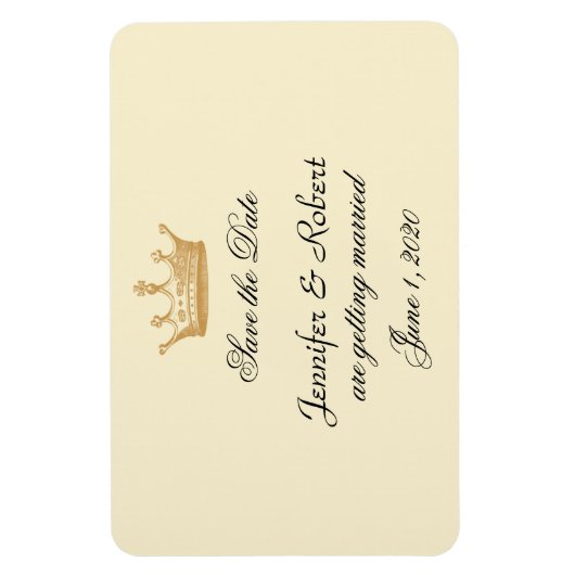 クラウンリージェンシーの金ゴールドアイボリーウェディング日付を保存 マグネット (縦)