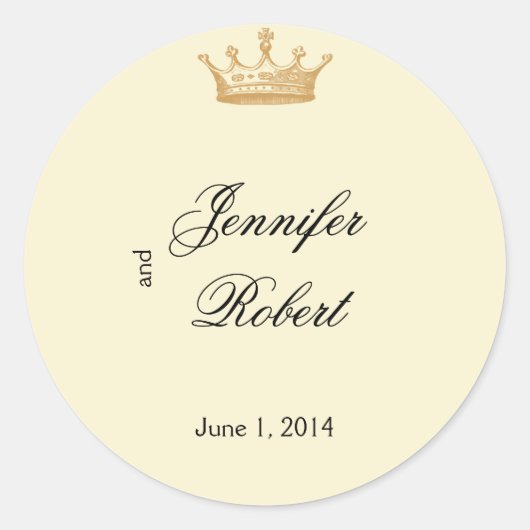 クラウンリージェンシーイン金ゴールドとアイボリー封筒用シール ラウンドシール (正面)