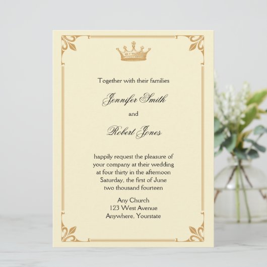 クラウンリージェンシーイン金ゴールドとアイボリー結婚ズ 招待状 (スタンド正面)