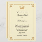 クラウンリージェンシーイン金ゴールドとアイボリー結婚ズ 招待状 (正面/裏面)