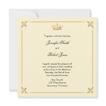 クラウンリージェンシーイン金ゴールドとアイボリー結婚式招待状