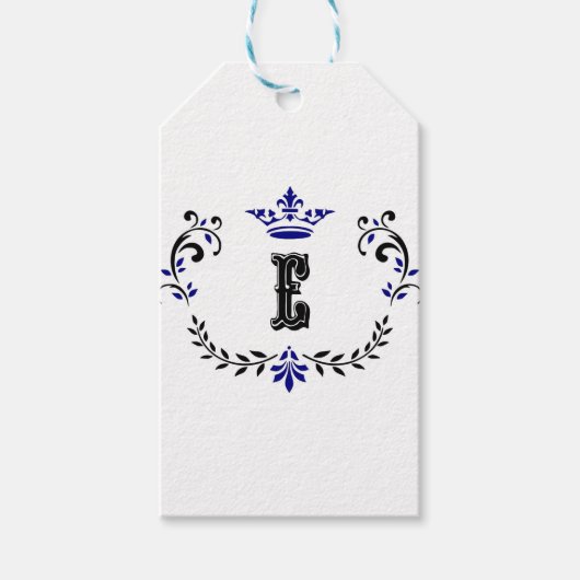 クラウンリースモノグラム'E' ギフトタグ (正面)