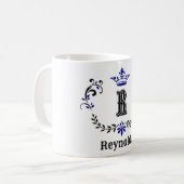 クラウンリースモノグラム'Rパーソナライズされた' コーヒーマグカップ (正面左)