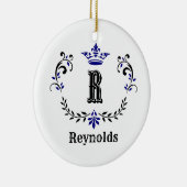 クラウンリースモノグラム'Rパーソナライズされた' セラミックオーナメント (右)