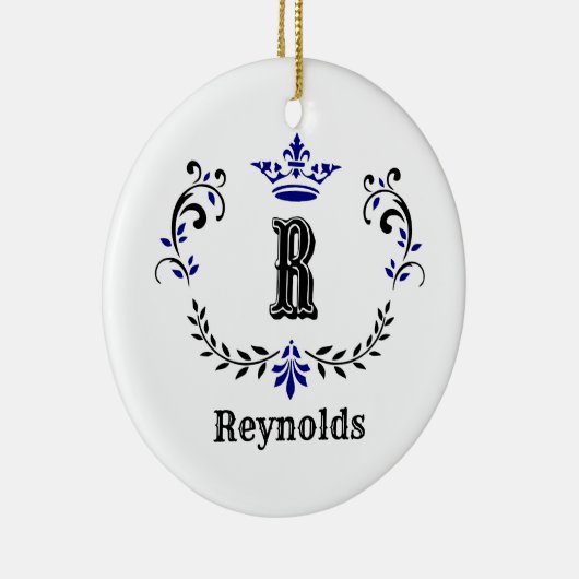クラウンリースモノグラム'Rパーソナライズされた' セラミックオーナメント (右)