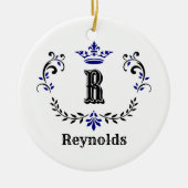 クラウンリースモノグラム'Rパーソナライズされた' セラミックオーナメント (正面)