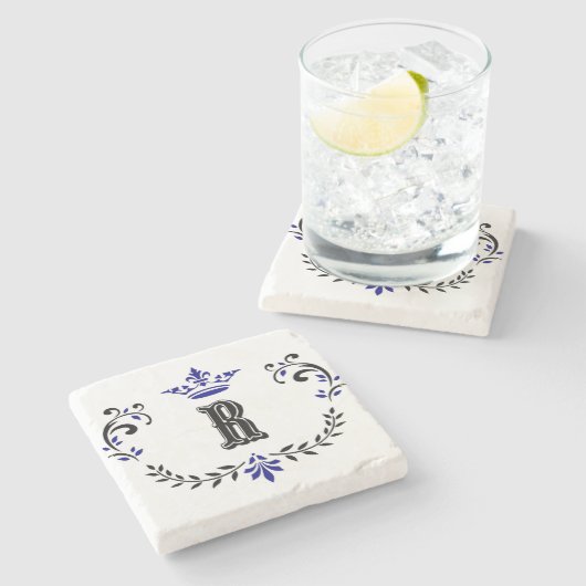 クラウンリースモノグラム'R' ストーンコースター (横)