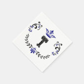 クラウンリースモノグラム'T' スタンダードカクテルナプキン (角)