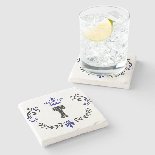 クラウンリースモノグラム'T' ストーンコースター (横)