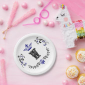 クラウンリースモノグラム'W' ペーパープレート (パーティー)