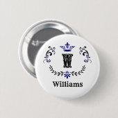 クラウンリースモノグラム'W' 缶バッジ (正面&裏面)