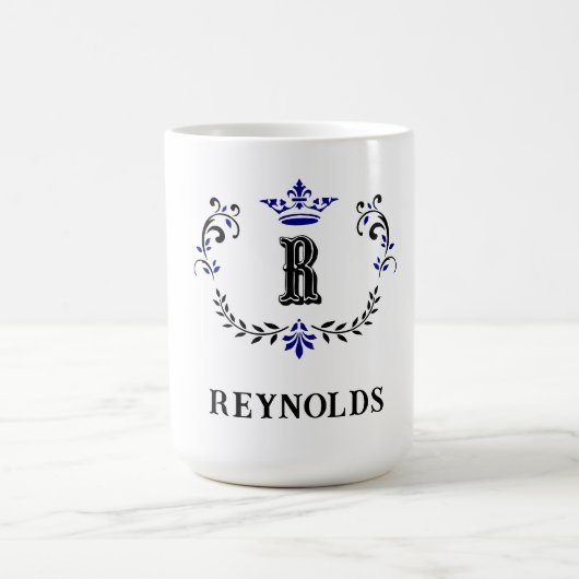 クラウンリース文字R パーソナライズされた コーヒーマグカップ (中央)