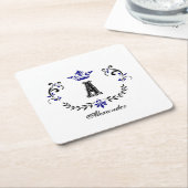 クラウンリースAモノグラム結婚ズ スクエアペーパーコースター (アングル)