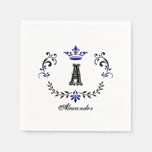 クラウンリースAモノグラム結婚ズ スタンダードカクテルナプキン (正面)