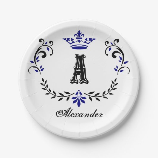 クラウンリースAモノグラム結婚ズ ペーパープレート (正面)