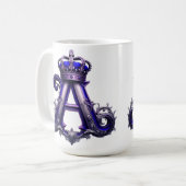 クラウン付きの壮麗な装飾アルファベットA コーヒーマグカップ (正面左)