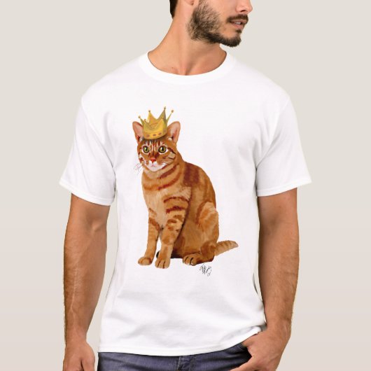 クラウン付きジンジャー猫 Tシャツ (正面)