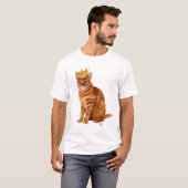 クラウン付きジンジャー猫 Tシャツ (正面フル)