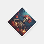 クラウン付きスケルトンバラ スタンダードカクテルナプキン (角)