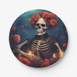 クラウン付きスケルトンバラ ペーパープレート